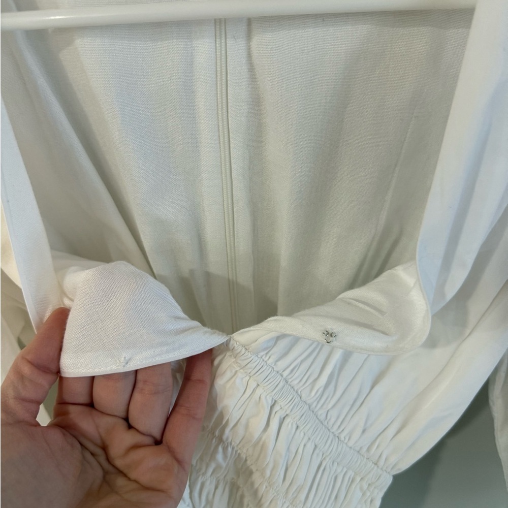 Faithful the Brand Valledoria Puff Sleeve V-neck Mini Dress - White - US Size 4 - Picture 15 of 15